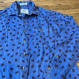 VTG 80s/90s John Ashford Sport Button Up Denim Heavyweight XL grunge skater EUC